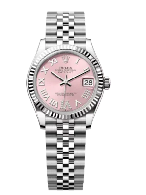 Rolex Datejust 31 Oyster Perpetual Oystersteel and white gold pink, diamond-set dial Jubilee band Reference 278274