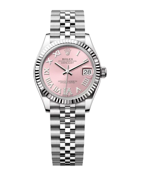 Rolex Datejust 31 Oyster Perpetual Oystersteel and white gold pink, diamond-set dial Jubilee band Reference 278274