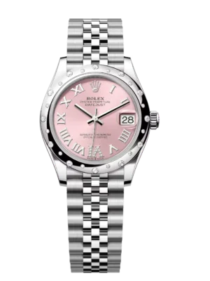 Rolex Datejust 31 Oyster Perpetual Oystersteel and white gold pink, diamond-set dial Jubilee band Reference 278344RBR