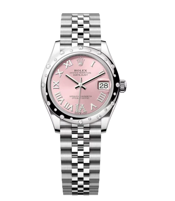 Rolex Datejust 31 Oyster Perpetual Oystersteel and white gold pink, diamond-set dial Jubilee band Reference 278344RBR