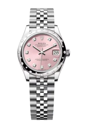 Rolex Datejust 31 Oyster Perpetual Oystersteel and white gold pink, diamond-set dial Jubilee band Reference 278344RBR