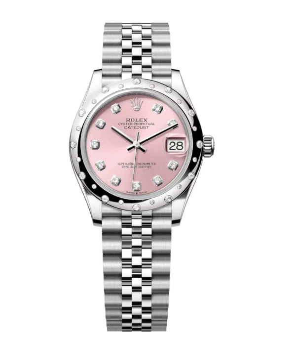 Rolex Datejust 31 Oyster Perpetual Oystersteel and white gold pink, diamond-set dial Jubilee band Reference 278344RBR