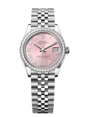 Rolex Datejust 31 Oyster Perpetual Oystersteel and white gold pink, diamond-set dial Jubilee band Reference 278384RBR