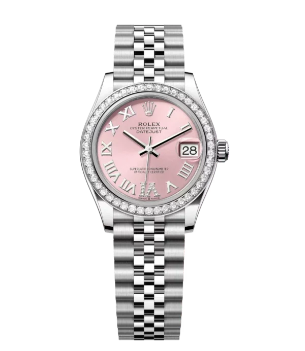 Rolex Datejust 31 Oyster Perpetual Oystersteel and white gold pink, diamond-set dial Jubilee band Reference 278384RBR