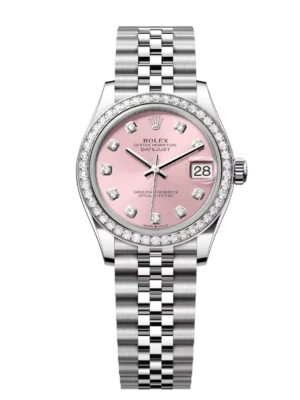 Rolex Datejust 31 Oyster Perpetual Oystersteel and white gold pink, diamond-set dial Jubilee band Reference 278384RBR