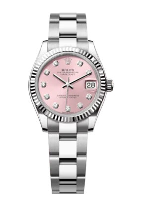 Rolex Datejust 31 Oyster Perpetual Oystersteel and white gold pink, diamond-set dial Oyster band Reference 278274