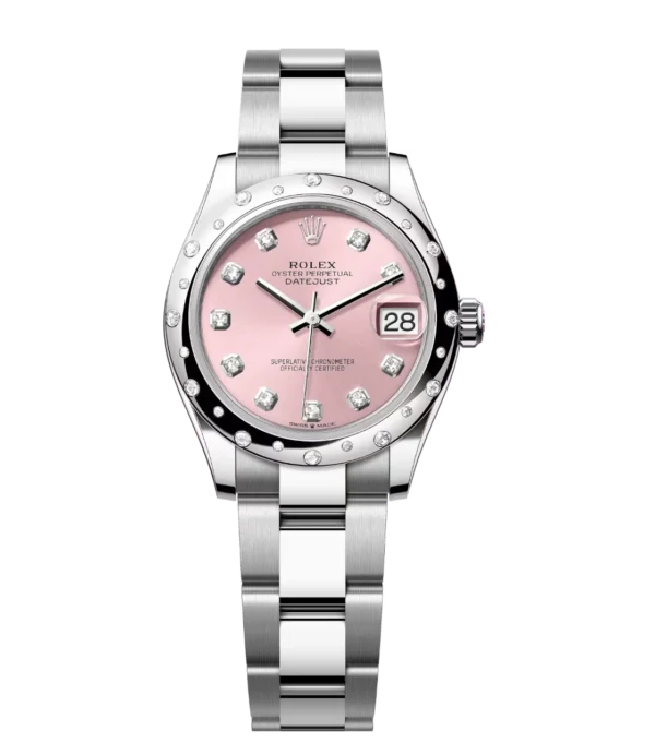 Rolex Datejust 31 Oyster Perpetual Oystersteel and white gold pink, diamond-set dial Oyster band Reference 278344RBR