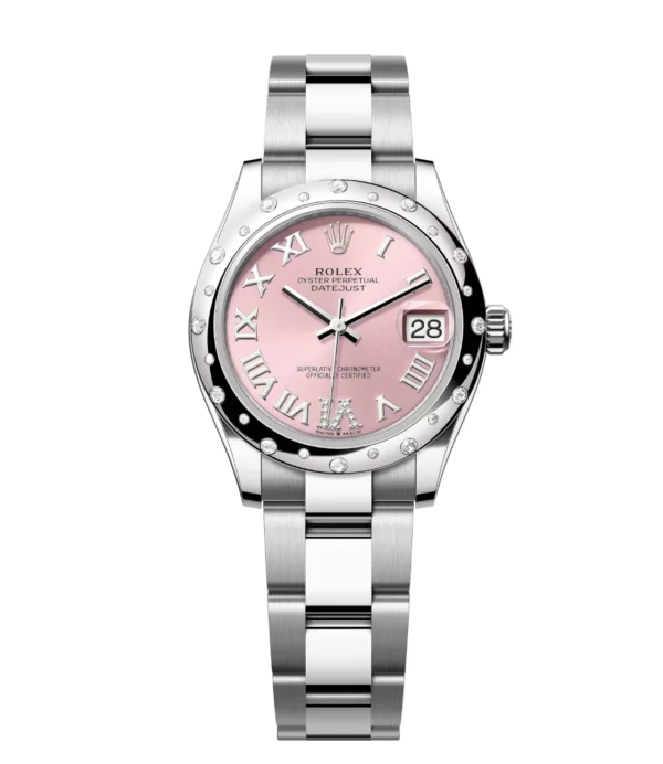 Rolex Datejust 31 Oyster Perpetual Oystersteel and white gold pink, diamond-set dial Oyster band Reference 278344RBR