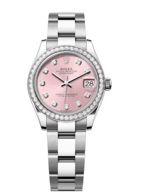 Rolex Datejust 31 Oyster Perpetual Oystersteel and white gold pink, diamond-set dial Oyster band Reference 278384RBR