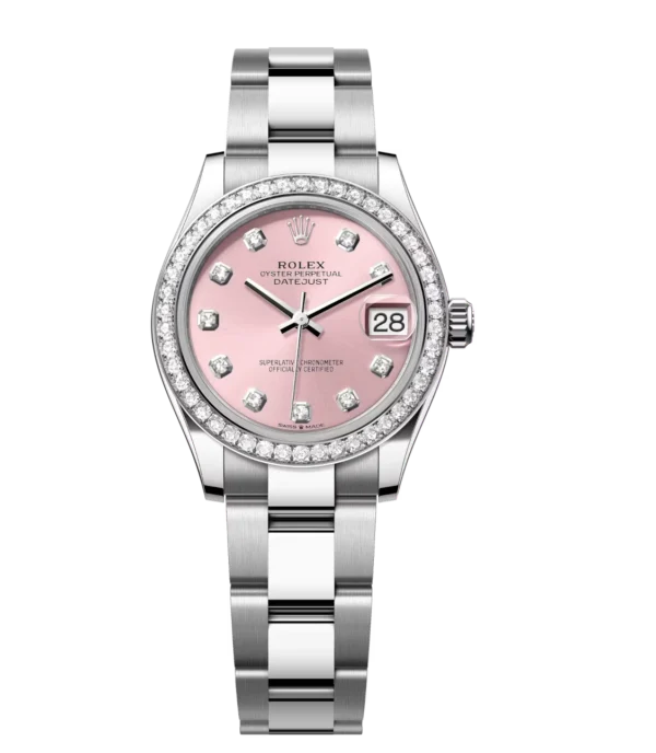 Rolex Datejust 31 Oyster Perpetual Oystersteel and white gold pink, diamond-set dial Oyster band Reference 278384RBR