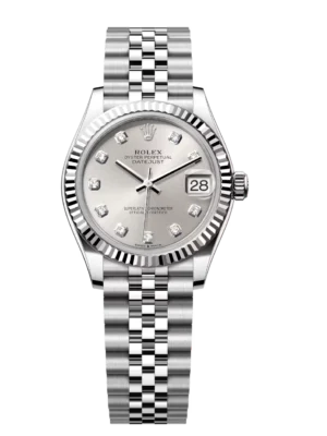 Rolex Datejust 31 Oyster Perpetual Oystersteel and white gold silver, diamond-set dial Jubilee band Reference 278274