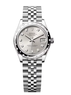 Rolex Datejust 31 Oyster Perpetual Oystersteel and white gold silver, diamond-set dial Jubilee band Reference 278344RBR