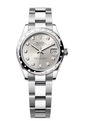 Rolex Datejust 31 Oyster Perpetual Oystersteel and white gold silver, diamond-set dial Oyster band Reference 278344RBR