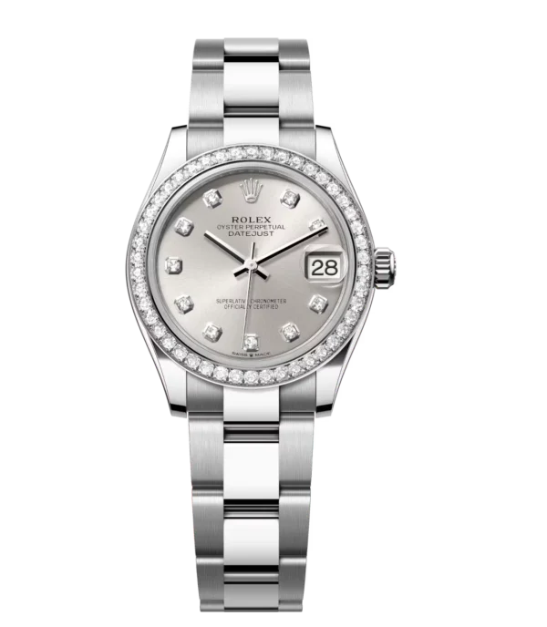 Rolex Datejust 31 Oyster Perpetual Oystersteel and white gold silver, diamond-set dial Oyster band Reference 278384RBR
