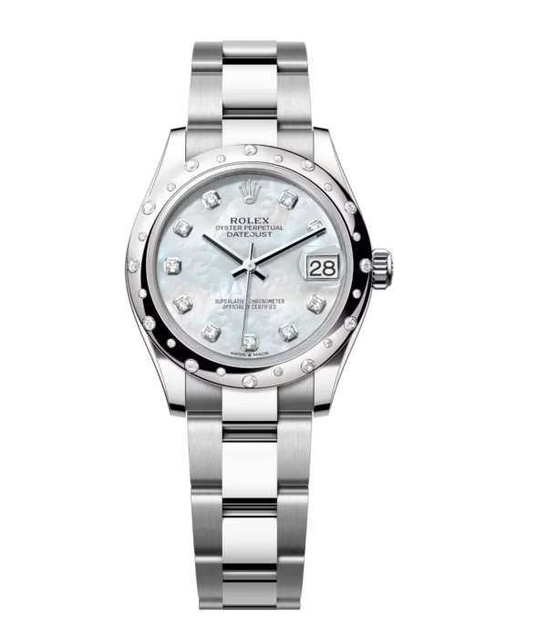 Rolex Datejust 31 Oyster Perpetual Oystersteel and white gold white mother-of-pearl, diamond-set dial Oyster band Reference 278344RBR