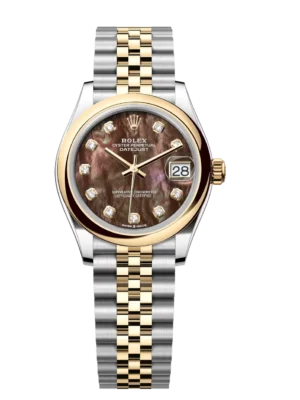 Rolex Datejust 31 Oyster Perpetual Oystersteel and yellow gold black mother-of-pearl, diamond-set dial Jubilee band Reference 278243