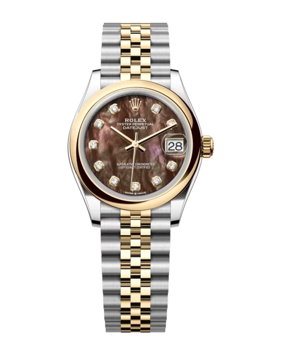 Rolex Datejust 31 Oyster Perpetual Oystersteel and yellow gold black mother-of-pearl, diamond-set dial Jubilee band Reference 278243