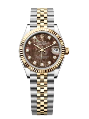 Rolex Datejust 31 Oyster Perpetual Oystersteel and yellow gold black mother-of-pearl, diamond-set dial Jubilee band Reference 278273