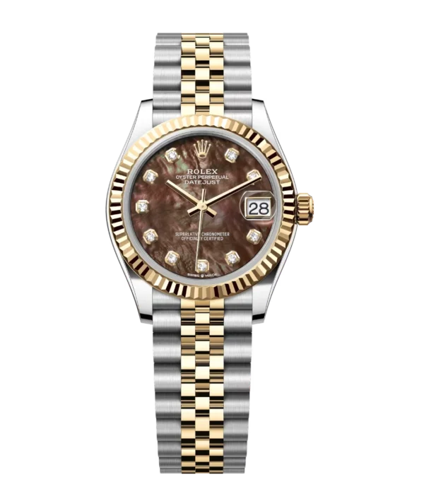 Rolex Datejust 31 Oyster Perpetual Oystersteel and yellow gold black mother-of-pearl, diamond-set dial Jubilee band Reference 278273