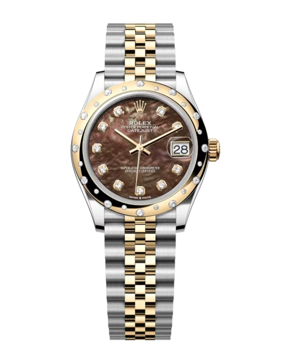 Rolex Datejust 31 Oyster Perpetual Oystersteel and yellow gold black mother-of-pearl, diamond-set dial Jubilee band Reference 278343RBR