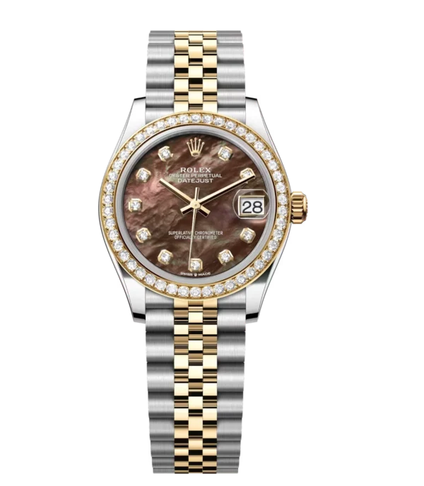 Rolex Datejust 31 Oyster Perpetual Oystersteel and yellow gold black mother-of-pearl, diamond-set dial Jubilee band Reference 278383RBR