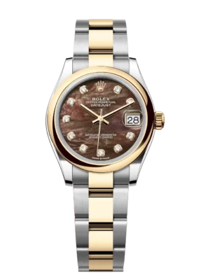 Rolex Datejust 31 Oyster Perpetual Oystersteel and yellow gold black mother-of-pearl, diamond-set dial Oyster band Reference 278243