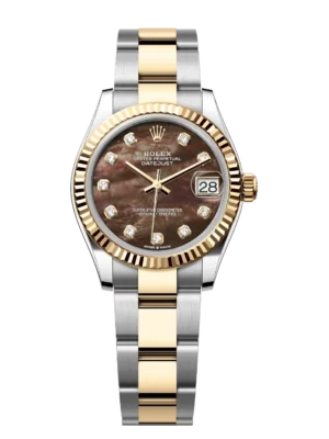 Rolex Datejust 31 Oyster Perpetual Oystersteel and yellow gold black mother-of-pearl, diamond-set dial Oyster band Reference 278273