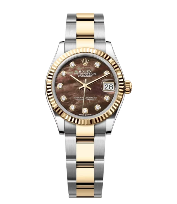 Rolex Datejust 31 Oyster Perpetual Oystersteel and yellow gold black mother-of-pearl, diamond-set dial Oyster band Reference 278273