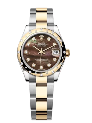 Rolex Datejust 31 Oyster Perpetual Oystersteel and yellow gold black mother-of-pearl, diamond-set dial Oyster band Reference 278343RBR