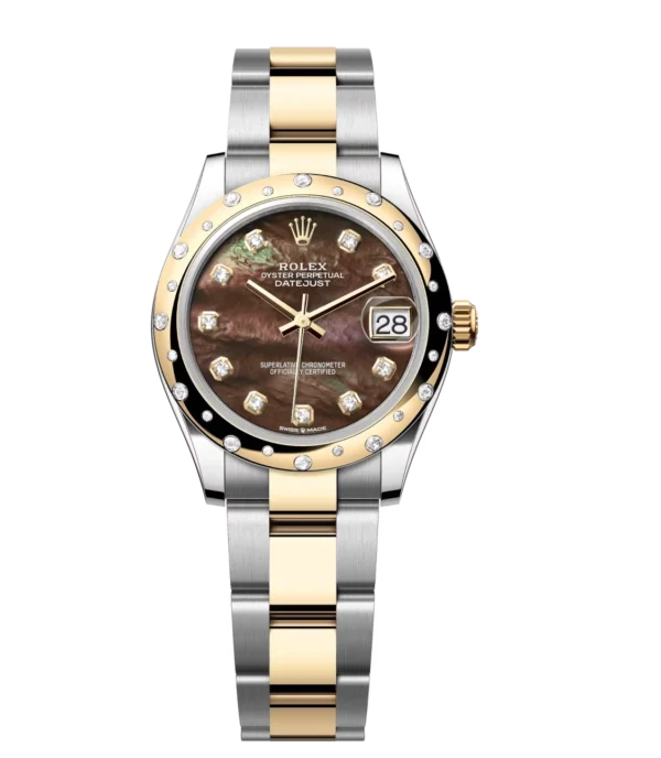 Rolex Datejust 31 Oyster Perpetual Oystersteel and yellow gold black mother-of-pearl, diamond-set dial Oyster band Reference 278343RBR