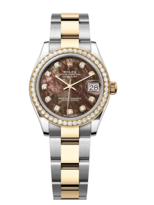 Rolex Datejust 31 Oyster Perpetual Oystersteel and yellow gold black mother-of-pearl, diamond-set dial Oyster band Reference 278383RBR