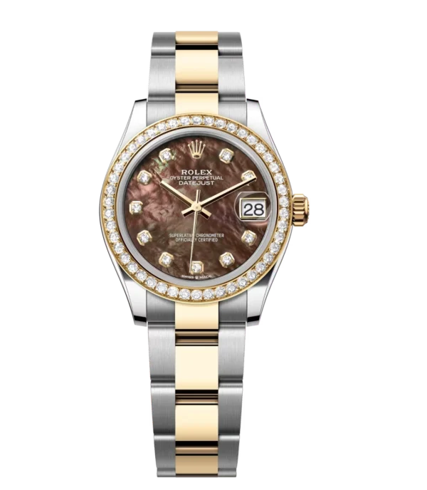 Rolex Datejust 31 Oyster Perpetual Oystersteel and yellow gold black mother-of-pearl, diamond-set dial Oyster band Reference 278383RBR