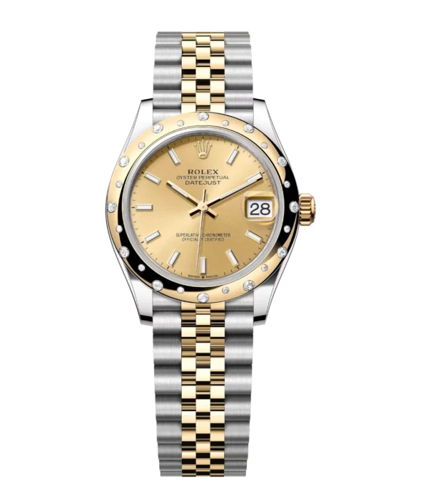 Rolex Datejust 31 Oyster Perpetual Oystersteel and yellow gold champagne-colour dial Jubilee band Reference 278343RBR