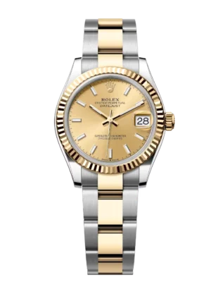 Rolex Lady-Datejust 28 Oyster Perpetual Oystersteel and yellow gold champagne-colour dial Oyster band Reference 279173