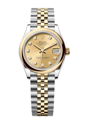 Rolex Datejust 31 Oyster Perpetual Oystersteel and yellow gold champagne colour, diamond-set dial Jubilee band Reference 278243