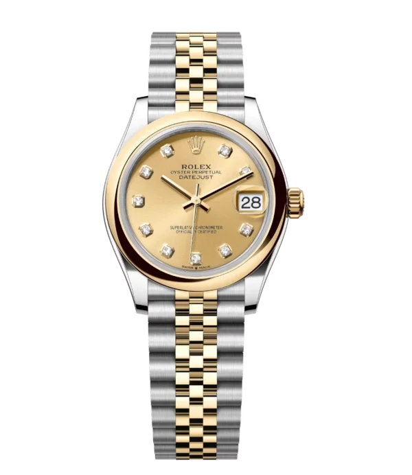 Rolex Datejust 31 Oyster Perpetual Oystersteel and yellow gold champagne colour, diamond-set dial Jubilee band Reference 278243