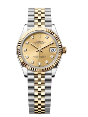 Rolex Datejust 31 Oyster Perpetual Oystersteel and yellow gold champagne colour, diamond-set dial Jubilee band Reference 278273