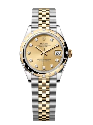 Rolex Datejust 31 Oyster Perpetual Oystersteel and yellow gold champagne colour, diamond-set dial Jubilee band Reference 278343RBR