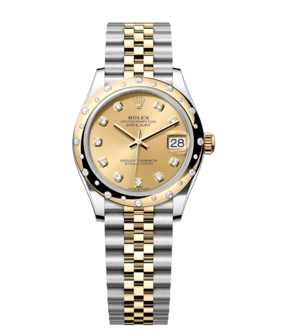 Rolex Datejust 31 Oyster Perpetual Oystersteel and yellow gold champagne colour, diamond-set dial Jubilee band Reference 278343RBR