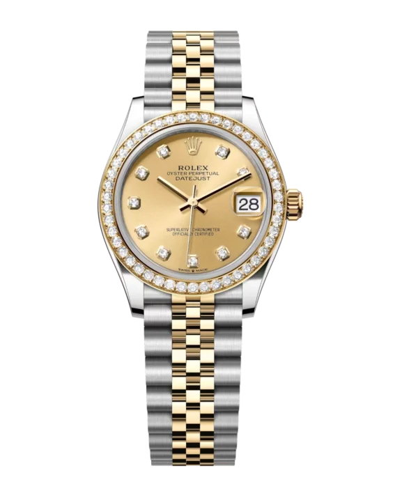 Rolex Datejust 31 Oyster Perpetual Oystersteel and yellow gold champagne colour, diamond-set dial Jubilee band Reference 278383RBR