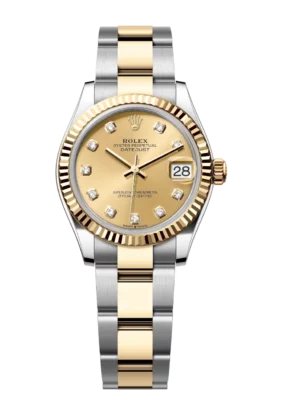 Rolex Datejust 31 Oyster Perpetual Oystersteel and yellow gold champagne colour, diamond-set dial Oyster band Reference 278273