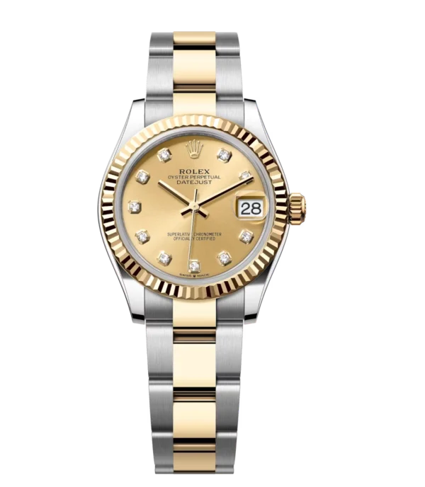 Rolex Datejust 31 Oyster Perpetual Oystersteel and yellow gold champagne colour, diamond-set dial Oyster band Reference 278273