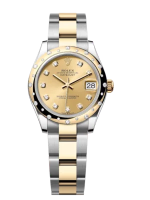 Rolex Datejust 31 Oyster Perpetual Oystersteel and yellow gold champagne colour, diamond-set dial Oyster band Reference 278343RBR
