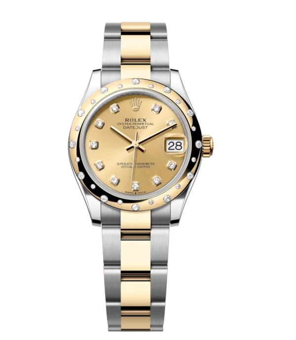 Rolex Datejust 31 Oyster Perpetual Oystersteel and yellow gold champagne colour, diamond-set dial Oyster band Reference 278343RBR