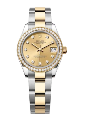 Rolex Datejust 31 Oyster Perpetual Oystersteel and yellow gold champagne colour, diamond-set dial Oyster band Reference 278383RBR