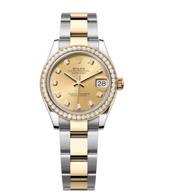 Rolex Datejust 31 Oyster Perpetual Oystersteel and yellow gold champagne colour, diamond-set dial Oyster band Reference 278383RBR