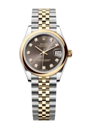 Rolex Datejust 31 Oyster Perpetual Oystersteel and yellow gold dark grey, diamond-set dial Jubilee band Reference 278243
