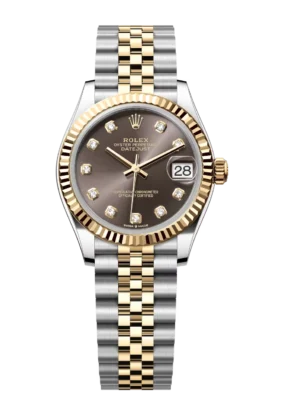 Rolex Datejust 31 Oyster Perpetual Oystersteel and yellow gold dark grey, diamond-set dial Jubilee band Reference 278273
