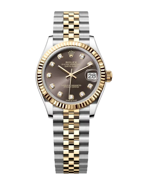 Rolex Datejust 31 Oyster Perpetual Oystersteel and yellow gold dark grey, diamond-set dial Jubilee band Reference 278273