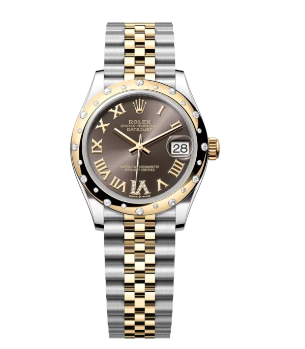 Rolex Datejust 31 Oyster Perpetual Oystersteel and yellow gold dark grey, diamond-set dial Jubilee band Reference 278343RBR